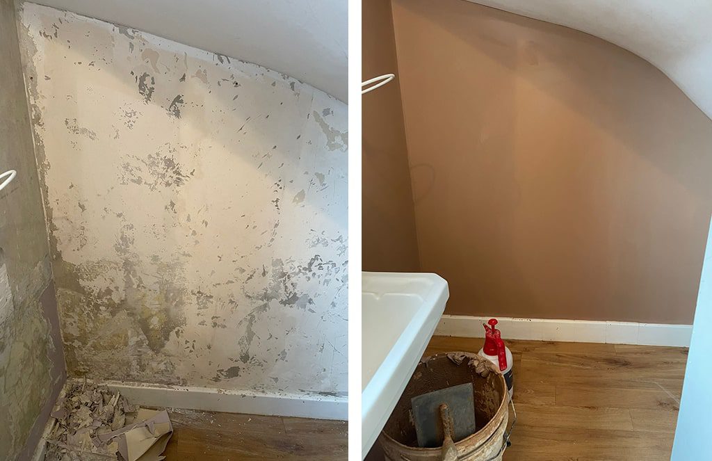 Plaster Before and After in Kent Apartment